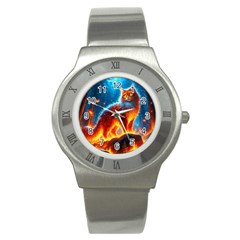 Enchanted Fire Feline Stainless Steel Watch