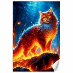 Enchanted Fire Feline Canvas 24  X 36  by ExtraGoodSauce