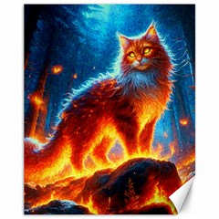 Enchanted Fire Feline Canvas 11  X 14 