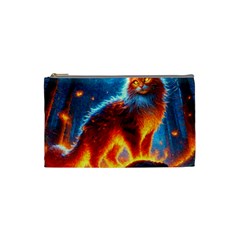 Enchanted Fire Feline Cosmetic Bag (small) by ExtraGoodSauce