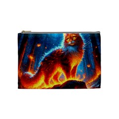 Enchanted Fire Feline Cosmetic Bag (medium) by ExtraGoodSauce