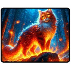 Enchanted Fire Feline Fleece Blanket (medium) by ExtraGoodSauce