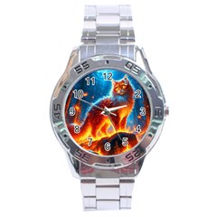 Enchanted Fire Feline Stainless Steel Analogue Watch by ExtraGoodSauce