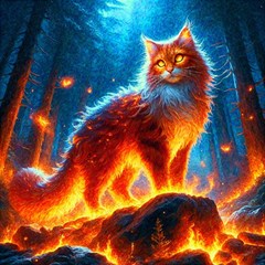 Enchanted Fire Feline Play Mat (square) by ExtraGoodSauce