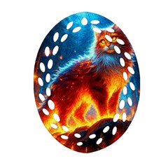 Enchanted Fire Feline Ornament (oval Filigree)