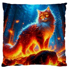 Enchanted Fire Feline Large Cushion Case (one Side) by ExtraGoodSauce