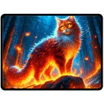 Enchanted Fire Feline Two Sides Fleece Blanket (Large) 80 x60  Blanket Back