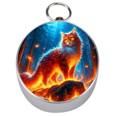 Enchanted Fire Feline Silver Compasses by ExtraGoodSauce