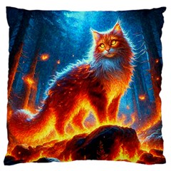 Enchanted Fire Feline Standard Premium Plush Fleece Cushion Case (one Side) by ExtraGoodSauce