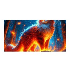 Enchanted Fire Feline Satin Wrap 35  X 70  by ExtraGoodSauce