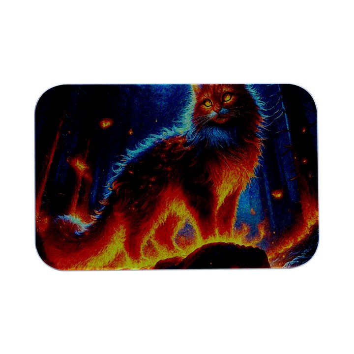 Enchanted Fire Feline Open Lid Metal Box (Silver)  