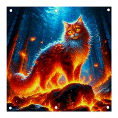 Enchanted Fire Feline Banner And Sign 3  X 3  by ExtraGoodSauce