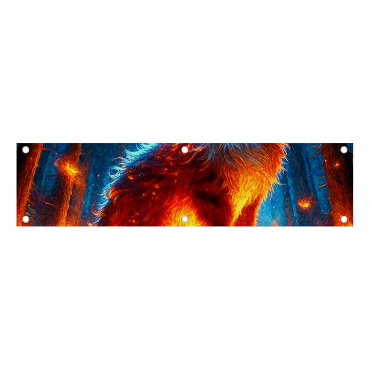 Enchanted Fire Feline Banner and Sign 4  x 1 