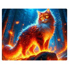 Enchanted Fire Feline Premium Plush Fleece Blanket (medium) by ExtraGoodSauce