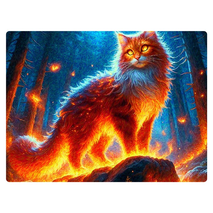 Enchanted Fire Feline Two Sides Premium Plush Fleece Blanket (Baby Size)