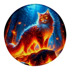 Enchanted Fire Feline Round Glass Fridge Magnet (4 Pack) by ExtraGoodSauce