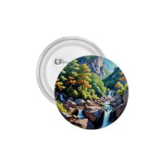 Serene Mountain Waterfall Landscape 1 75  Buttons by ExtraGoodSauce