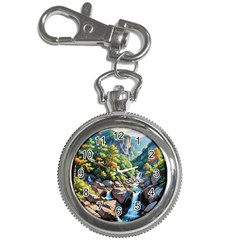 Serene Mountain Waterfall Landscape Key Chain Watches by ExtraGoodSauce