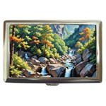 Serene Mountain Waterfall Landscape Cigarette Money Case Front