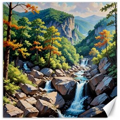 Serene Mountain Waterfall Landscape Canvas 16  X 16  by ExtraGoodSauce