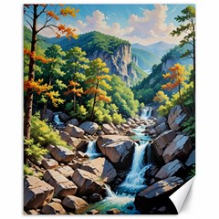 Serene Mountain Waterfall Landscape Canvas 16  X 20 