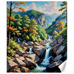 Serene Mountain Waterfall Landscape Canvas 20  X 24 