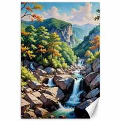 Serene Mountain Waterfall Landscape Canvas 20  X 30 