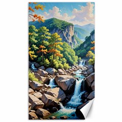 Serene Mountain Waterfall Landscape Canvas 40  X 72  by ExtraGoodSauce