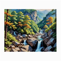 Serene Mountain Waterfall Landscape Small Glasses Cloth (2 Sides)