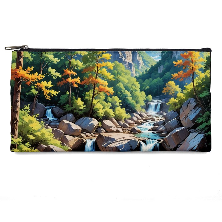 Serene Mountain Waterfall Landscape Pencil Cases