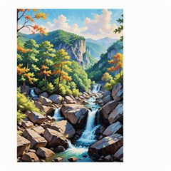 Serene Mountain Waterfall Landscape Small Garden Flag (two Sides) by ExtraGoodSauce