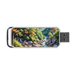 Serene Mountain Waterfall Landscape Portable Usb Flash (one Side) by ExtraGoodSauce