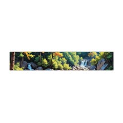 Serene Mountain Waterfall Landscape Premium Plush Fleece Scarf (mini)