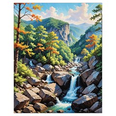 Serene Mountain Waterfall Landscape Drawstring Bag (small)