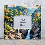 Serene Mountain Waterfall Landscape White Wall Photo Frame 5  x 7  Front