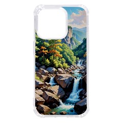 Serene Mountain Waterfall Landscape Iphone 14 Pro Tpu Uv Print Case