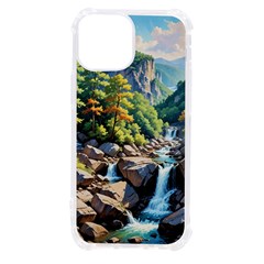 Serene Mountain Waterfall Landscape Iphone 13 Mini Tpu Uv Print Case by ExtraGoodSauce