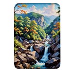 Serene Mountain Waterfall Landscape Rectangular Glass Fridge Magnet (4 pack) Front