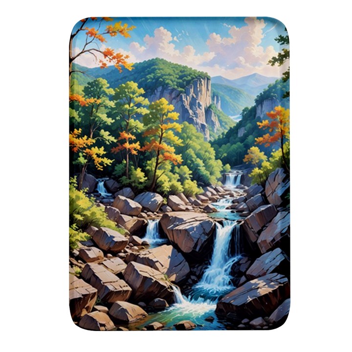 Serene Mountain Waterfall Landscape Rectangular Glass Fridge Magnet (4 pack)