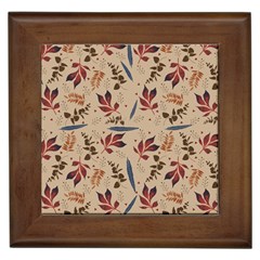 Leaves Pattern Teal Seamless Fall Framed Tile