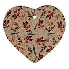 Leaves Pattern Teal Seamless Fall Ornament (heart)