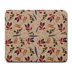 Leaves Pattern Teal Seamless Fall Large Mousepad