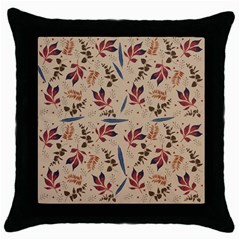 Leaves Pattern Teal Seamless Fall Throw Pillow Case (Black)