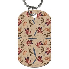 Leaves Pattern Teal Seamless Fall Dog Tag (one Side)