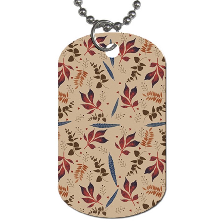 Leaves Pattern Teal Seamless Fall Dog Tag (One Side)