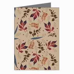 Leaves Pattern Teal Seamless Fall Greeting Cards (pkg Of 8)