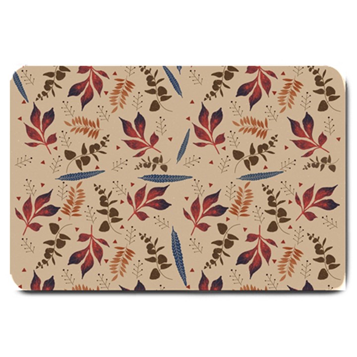 Leaves Pattern Teal Seamless Fall Large Doormat