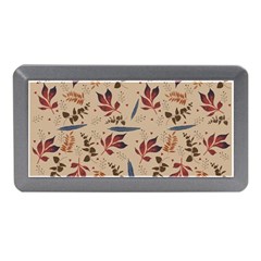 Leaves Pattern Teal Seamless Fall Memory Card Reader (mini)