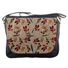 Leaves Pattern Teal Seamless Fall Messenger Bag