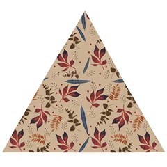 Leaves Pattern Teal Seamless Fall Wooden Puzzle Triangle